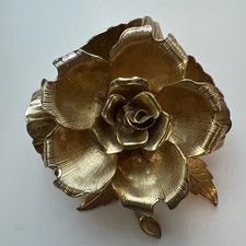 Vintage Warner NY Day / Night Mechanical Flower Brooch Pin Signed Goldtone NICE picture