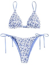 ZAFUL Women's Triangle Bikini Floral String Bikini Set Two Piece Swimsuit picture