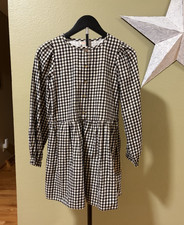 Cat & Jack Gingham Long Sleeve Dress- Girls L 10/12 picture