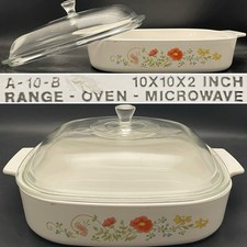 Corning Ware Wildflower A-10-B Covered Casserole 1977-1985 USA 10x10x2 INCH picture