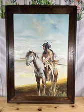 Gorgeous Rare Original Anthony Veccio Oil Painting Of A Native American Warrior picture