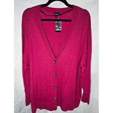 Torrid Hot Pink Button Front V-Neck Longline Cardigan Sweater 1X New 42590749 picture
