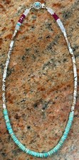 Native American Wild Horse Turquoise Necklace, Heishi,Rubies,Moonstone picture