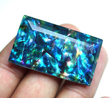 54.35 Ct Natural Ammolite Emerald Opal -Like Organic Doublet Rare Loose Gemstone picture