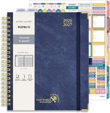 POPRUN Teacher Lesson Planner 2026-2027, Large Size 8.5