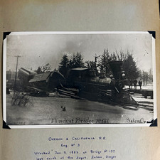 1885 Oregon & California Railroad Train Wreck Salem Photo Eng No 3 Antique 10x6 picture