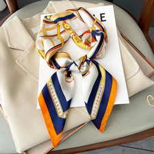 Luxury 70x70cm Silk Feel Fashion Scarf for Women Elegant Square Neck Hair Shawl picture