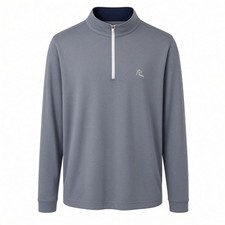 Rhoback 1/4 Zip Gray/Blue Heather Performance Pullover - Men's Size Large picture
