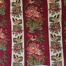 Waverly Fabric “Rochelle” Rooster Floral 11.5 Yards 56” Wide Cottage Country Red picture