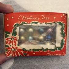 Vintage No 0/1 5P 15 mm Tabletop Christmas Tree Ornaments Box Of 24 JAPAN 1950s picture