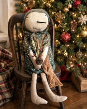 Handmade Primitive Folk Art 'Holiday Doll' from the Hearthside Collection 22