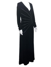Tadashi Black Velvet Size 8 Formal Dress Evening Gown Elegant WhimsiGoth VTG picture