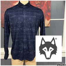 Greyson Woodward Grand Teton Button Up Shirt Mens Large Long Sleeve Navy Stretch picture