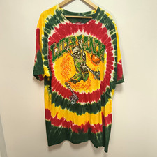Vintage 1996 Lithuania Basketball Team Tie Dye T Shirt 3XL Liquid Blue Skull picture