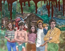 Friday the 13th Original Watercolor Camp Crystal Lake 1980 Horror Art Framed picture