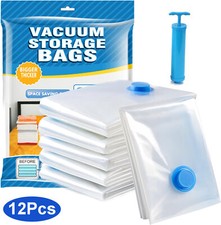 12Pcs Vacuum Storage Bags - 2 Jumbo, 5 Large, 5 Medium - Space Saver+Hand Pump picture