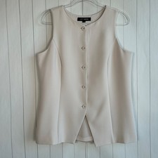 LOFT Versa size L waistcoat vest high neck front slit light gray longline picture