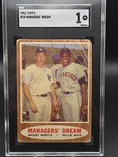 1962 Topps #18 Managers’ Dream Mickey Mantle Willie Mays SGC 1 picture