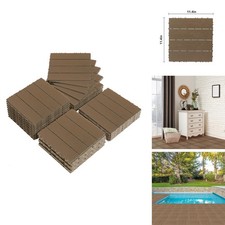 27 Pcs Hikarinowa Wood Interlocking Deck Tiles 11.4x11.4 Waterproof Light Coffee picture