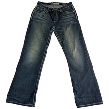 Buckle BKE Tyler Jeans Mens 32x30.5 Blue Whiskering Denim Cotton Straight Leg picture