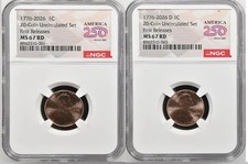 1776-2026 P&D Lincoln Cent 1C NGC MS67 RD FR 250th Flag Label 2 Coin Set IN HAND picture