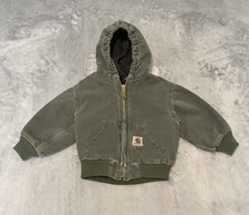 Vintage Toddler Child Carhartt Hooded Green Quilted Jacket Y30 MOS Size 3T Y2K picture