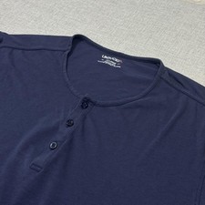 UNTUCKit Henley T-Shirt Mens 2XL Blue GLERA Stretch Cotton Tencel 41560 picture