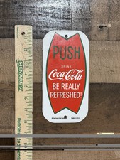 Vintage Style Coca-cola Drink Push Enamel Advertising Porcelain  Sign picture