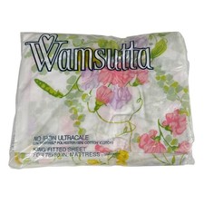 New Vintage Wamsutta White Floral Sweet Pea No Iron Ultracale King Fitted Sheet picture