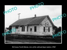 OLD LARGE HISTORIC PHOTO OF McCANNA NORTH DAKOTA THE RAILROAD STATION c1960 picture