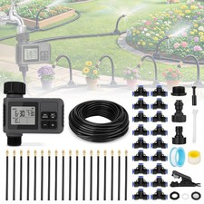 66FT Drip Irrigation Kit w/Timer Automatic Garden Watering for Greenhouse Flower picture