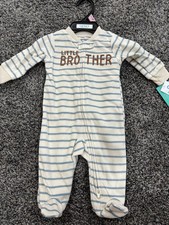 Carter's Child of Mine 0-3M Fleece Footed Sleeper 2-Way Zip Striped picture