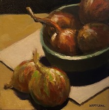 Original Painting Impressionist Still Life Red Onions Acrylic Canvasboard 8”x8” picture