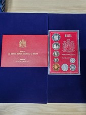 VTG 1972 Malta First Proof Set of 8 coins with original Cover Case picture