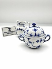 Royal Copenhagen Blue Fluted Plain - (60) Creamer & (428) Sugar Bowl & Lid Set picture