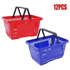 12PCS Mesh Shopping Baskets 18L with Handles Plastic Shopping Basket Portable picture