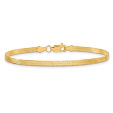 3mm Silky Herringbone Chain Bracelet 9 inch 10k Yellow Gold Solid picture