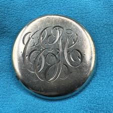 Vintage Sterling Silver Locket Round Photo Monogrammed Sweetheart Engraved 19g picture