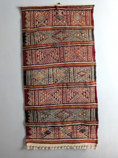 Vintage Moroccan Zemmour Kilim Rug Flatweave Red Geometric Berber 43x22