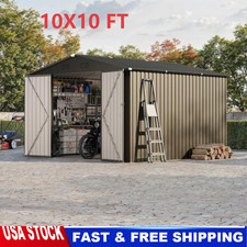 10x10FT Outdoor Metal Storage Shed with Durable Frame and Lockable Door Outdoor picture