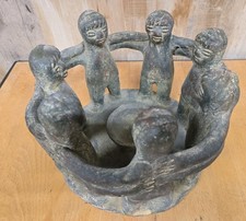 Vtg Mexican Circle Of Friends Clay Candle Holder 7 Folk Art Aztec Mayan 10