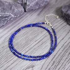 Natural Lapis Lazuli Subtle Beads Healing Crystal Dainty Women Choker Necklace picture