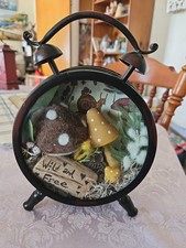 Handmade OOAK Repurposed Alarm Clock Art Work Mushroom/Woodland Theme 8.25