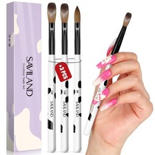 SAVILAND 3PCS Acrylic Nail Brush Set Size 8/10/14 Black & White picture