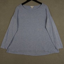 J Jill Sweater Womens Large Heather Blue Long Dolman Sleeve Lightweight Cotton picture