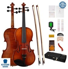 Full Size Violin Set Solid Spruce Maple Wood 4/4 Handmade with Bow Tuner Case picture