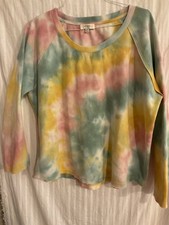 UMGEE 1XL. PASTEL TIE DYED RAGLAN TOP RAW HEMS picture