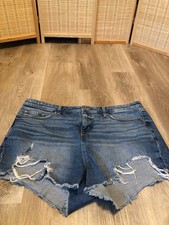 Torrid Womens Distressed Denim Shorts Size 20 Cut Off Hem Dark Wash (Q3) picture