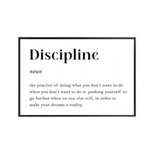 Discipline Definition Print – Motivational Quote Poster for Gym Office Workout picture