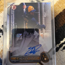 Topps 2022 Bowman Chrome Mega Box Mojo Auto RC Jackson Chourio Brewers BCMA-JCR picture